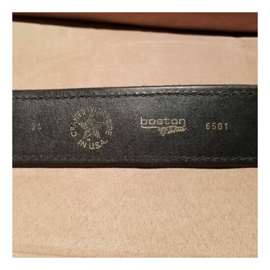 Boston Leather 6501 Black Plain Nickel Sam Browne Lined Gear Belt 34" w/buckle {3}