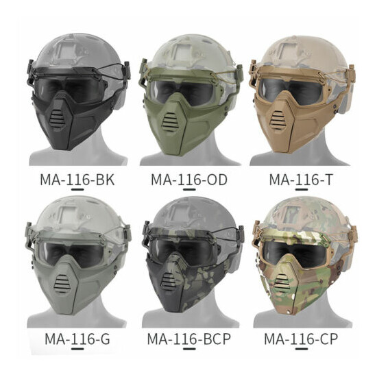 WoSporT Tactical helmet Split type Half Face Mask & Safety Goggle Lens & Set {1}