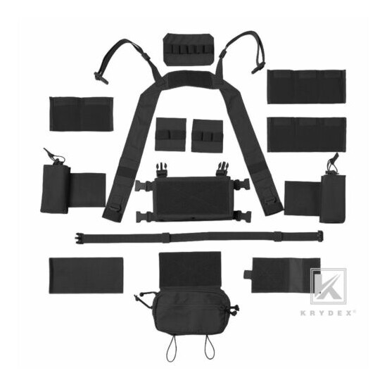 KRYDEX MK3 Micro Fight Chest Rig Tactical Carrier w/ Magazine Mag Pouch Black N {12}