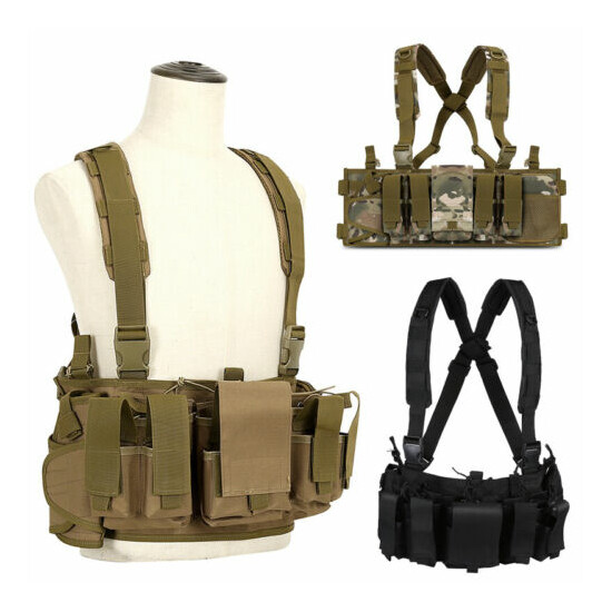  MOLLE Outdoor Airsoft Chest Rig Tactical Modular Vest Pouches Adjustable {1}