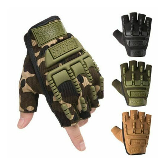 Army Military Combat Hunting Shooting Tactical Hard Knuckle Half Finger Gloves {8}