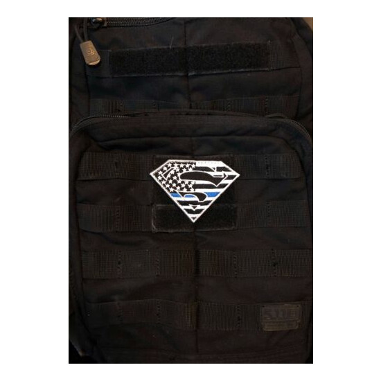 Thin Blue Line Superman Morale Patch Hook & Loop Gear Bag Tac Vest Police {2}
