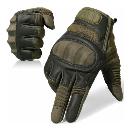 Leather Tactical Combat Full Finger Gloves Hunting Shooting Army Military Mens {22}