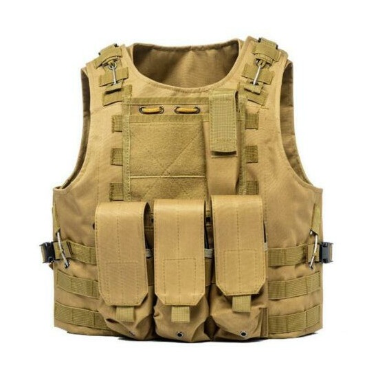 Black Police Military Tactical Molle Plate Carrier Combat Gear Vest PALs Ad 2020 {15}