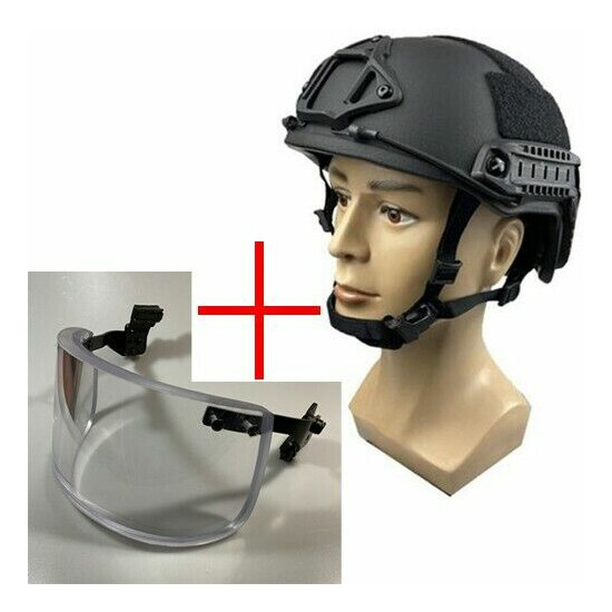 Tactical Aramid Fiber IIIA Ballistic Helmet + Bulletproof Face Guard Shield Mask {1}