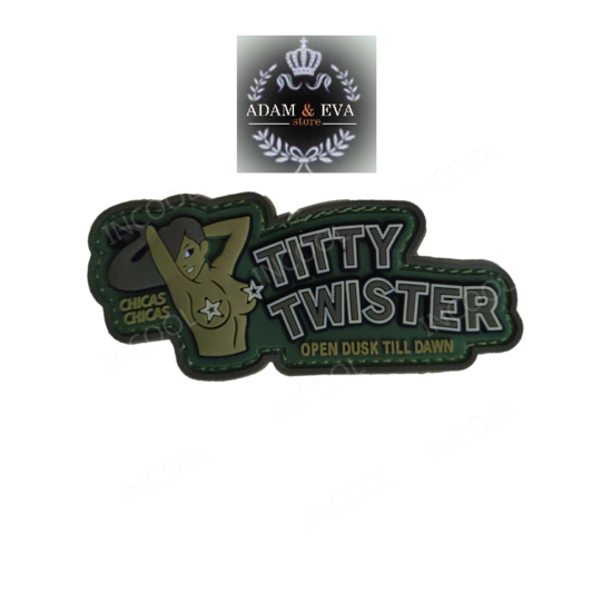  A&E TITTY TWISTER Fashion Patch PVC Military Morale Funny Hook Rubber {7}