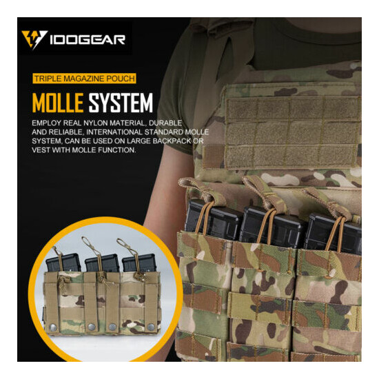 IDOGEAR Tactical 5.56 .223 Mag Pouch MOLLE Modular Triple Open Top Hunting Gear {5}