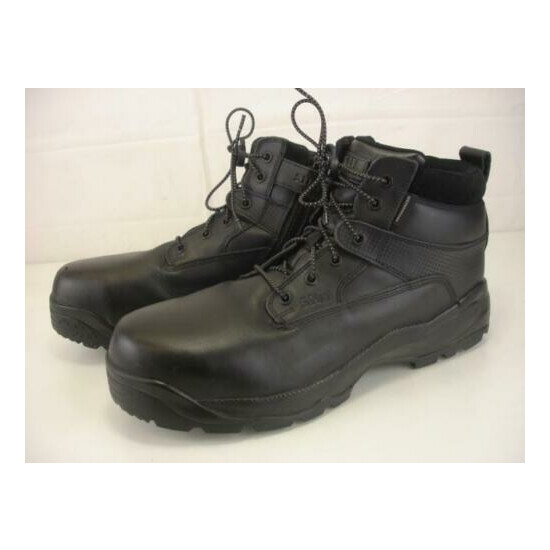 Mens sz 15 M 5.11 Tactical ATAC 5" Black Leather Shield Side Zip Steel Toe Boots {1}