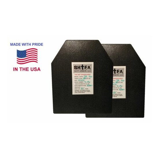 PAIR Level 3a 10X12 HARD Body Armor plates FLAT Shooter's Cut Stops .44mag {1}