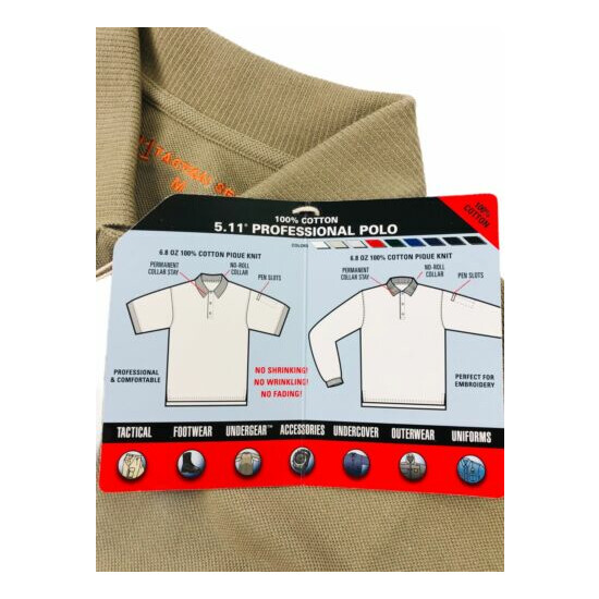 5.11 Tactical Mens Medium Long Sleeve Professional Polo Shirt Tan 42056 NWT {9}
