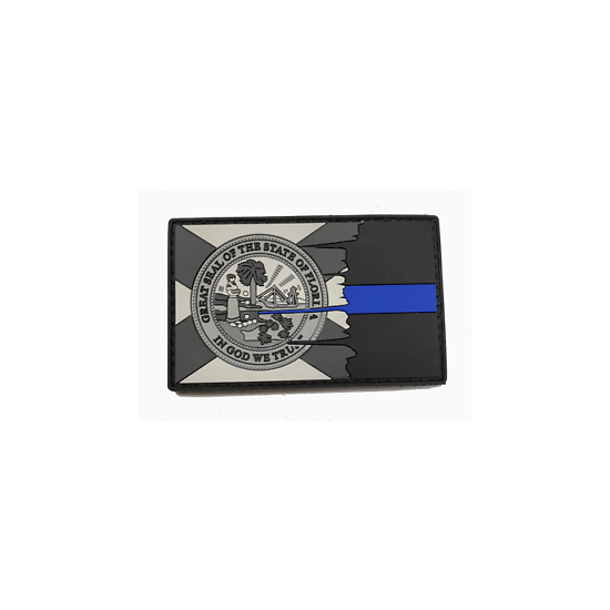 Tattered Subdued FLORIDA State Flag Thin Blue Line PVC Patch {1}