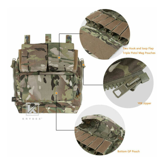 KRYDEX Tactical Zip-on Panel Plate Carrier Back Zipper Pack for CPC JPC2.0 Vest {5}