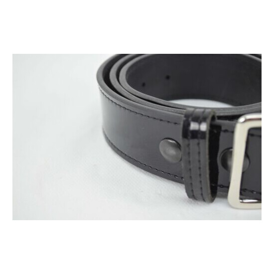 Gould & Goodrich H52 High Gloss Black Leather Police Uniform Belt Silver Buckle {2}