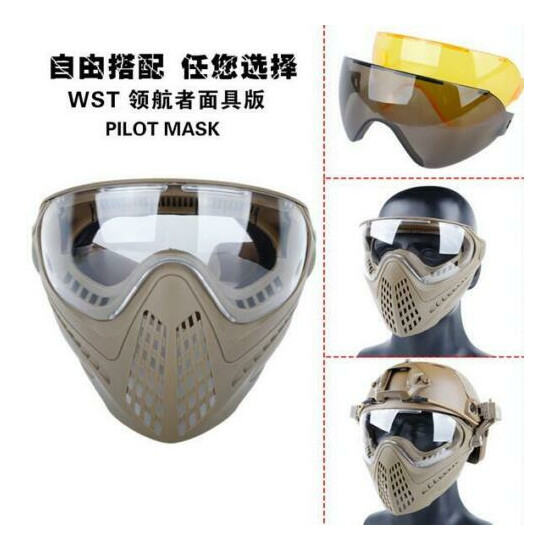 Tactical Head Wearing Helmet Full Face Pilot Mask with Lens Airsoft Paintball {11}
