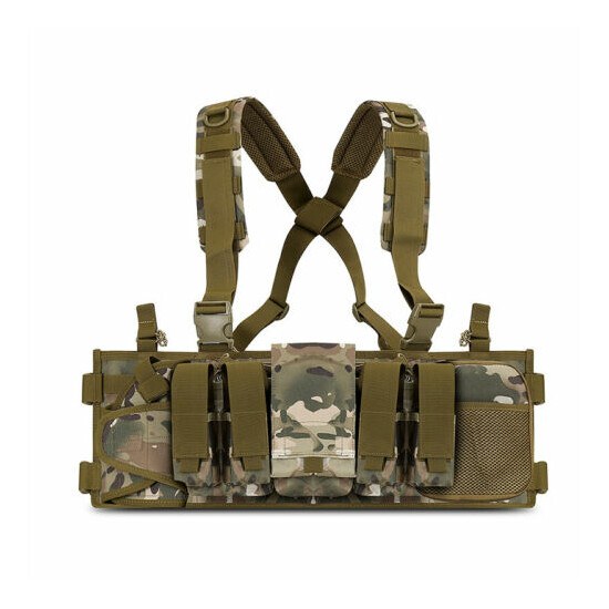  MOLLE Outdoor Airsoft Chest Rig Tactical Modular Vest Pouches Adjustable {23}