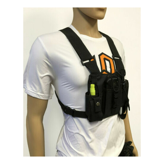 MOLLE Tactical Chest Vest with Adjustable Panel Radio Pockets  {7}
