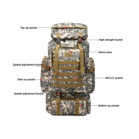 LARGE 70L MOLLE Lined Tactical Backpack Military Camping Desert Digital {10}