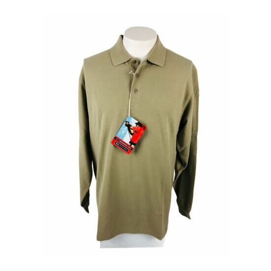 5.11 Tactical Mens Medium Long Sleeve Professional Polo Shirt Tan 42056 NWT {2}
