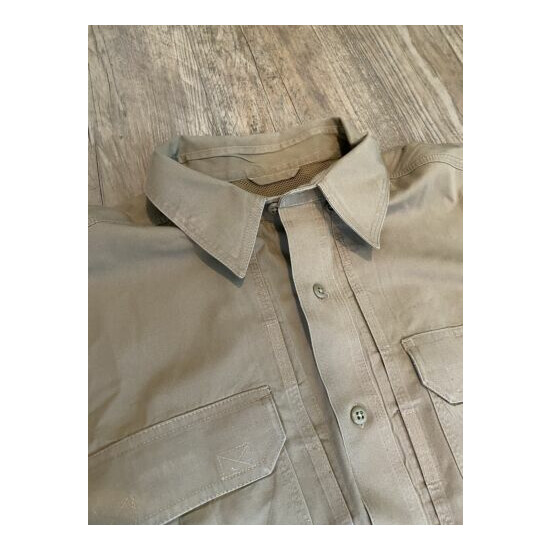 5.11 Tactical Mens Long Sleeve Shirt Ventilated Pockets Khaki 72157 Sz Large {2}