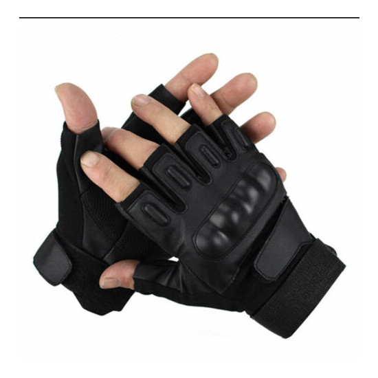 Tactical Gloves Military Rubber Hard Knuckle Gloves Fingerless/Half Size XL {1}