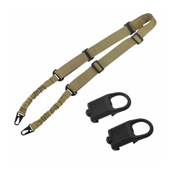 Tactical 2 Points Rifle Sling Shoulder Strap with 2 Picatinny Rail Mounts Set {2}
