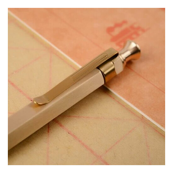 Six-Edge Solid Brass Pen Spring Retractable Ballpoint Pen Tactical Survival tool {3}