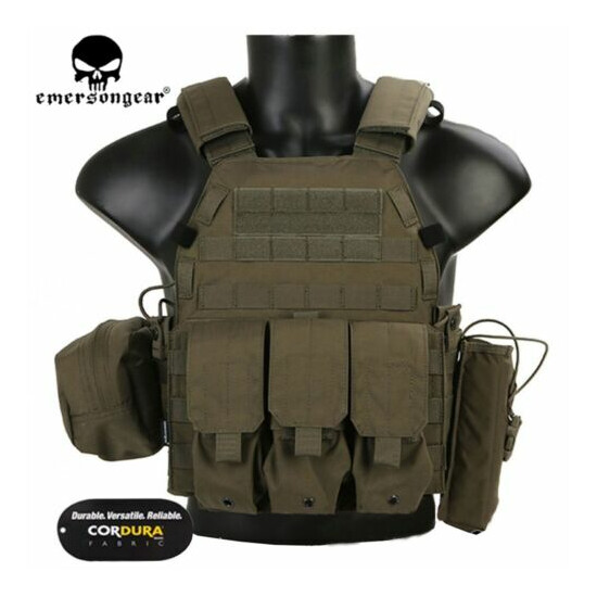 Emerson Tactical Modular Combat Vest MOLLE LBT-6094A Plate Carrier w/ 3 Pouch RG {1}