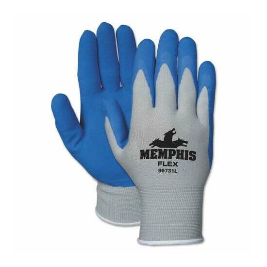 MCR Safety Memphis Flex Seamless Nylon Knit Gloves Large Blue/Gray Dozen {2}