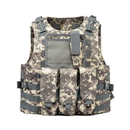 Black Police Military Tactical Molle Plate Carrier Combat Gear Vest PALs Ad 2020 {8}
