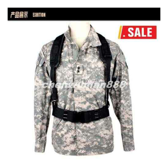 Military Fox Tactical Combat Y-Type Load Bearing Suspenders And Belt Black Drab {1}