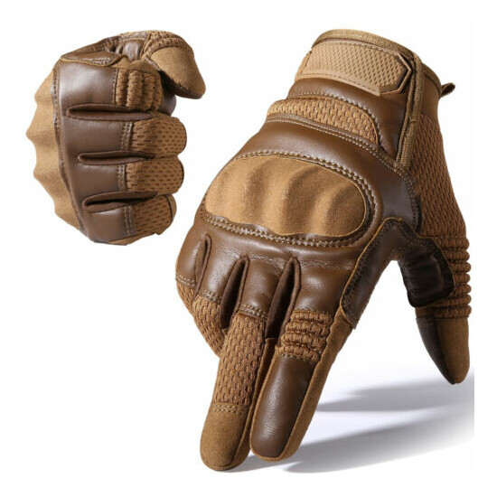Leather Tactical Combat Full Finger Gloves Hunting Shooting Army Military Mens {23}