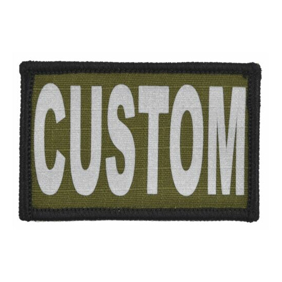 Custom Text Reflective Patch - Multiple Sizes Military/ Patch Hook Backing {6}