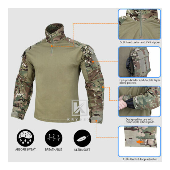 KRYDEX G3 Combat Uniform Set Tactical Shirt & Trousers & Knee Pads Multicam Camo {2}