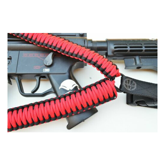 Tactical 550 Paracord Rifle Shotgun Gun Sling Single 1 Point w/QD RED / BLACK {9}