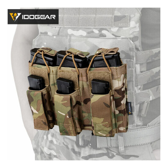 IDOGEAR Tactical Mag Pouch Triple Mag Carrier Open Top 5.56 MOLLE Paintball Gear {2}