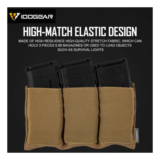 IDOGEAR Tactical 5.56 Magazine Pouch Fast Draw MOLLE Paintball Triple Mag Pouch {12}