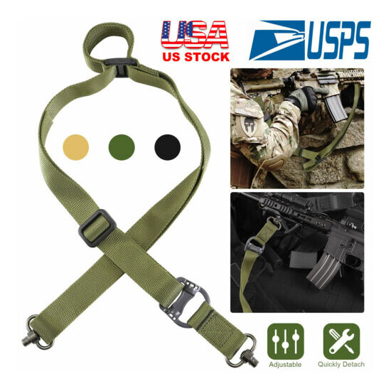 2 Point Rifle Gun Sling Adjustable Fast Loop Heavy Duty Quick Detach Swivel US {12}