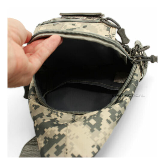 East West USA ACU Digital Camo Tactical Military Sling Backpack w Removable Flag {6}