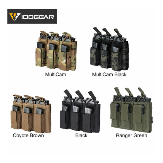 IDOGEAR Tactical Mag Pouch Triple Mag Carrier Open Top 5.56 MOLLE Paintball Gear {3}