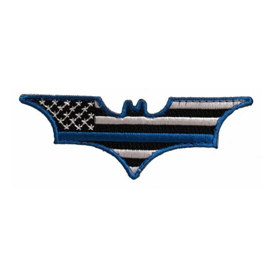 Thin Blue Line Batman Morale Patch Hook & Loop Gear Bag Tac Vest Police {1}
