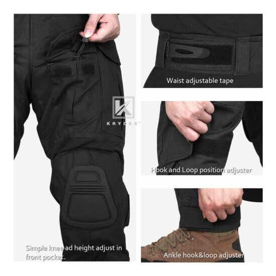 KRYDEX G3 Gun3 Combat Trouser Tactical Pants w/ Knee Pads Army Clothing Black {11}