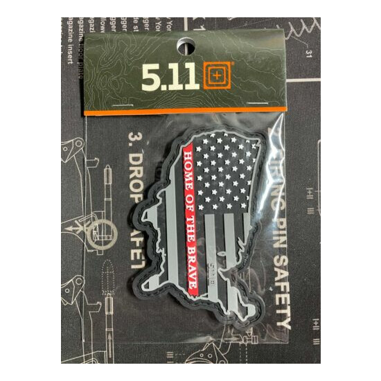NEW 5.11 Tactical Red Home Of The Brave Hook Back Morale Patch 81779 {1}
