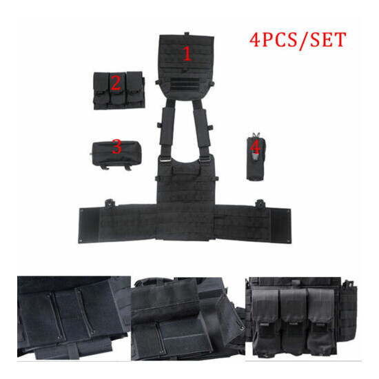 4pcs Tactical Vest Military Mag Holder Molle PC Airsoft Combat Assault Gear Sets {2}