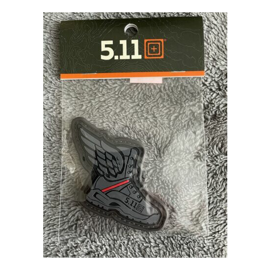 NEW 5.11 Tactical Red Stripe Winged Boots Hook Back Morale Patch 81820 {1}