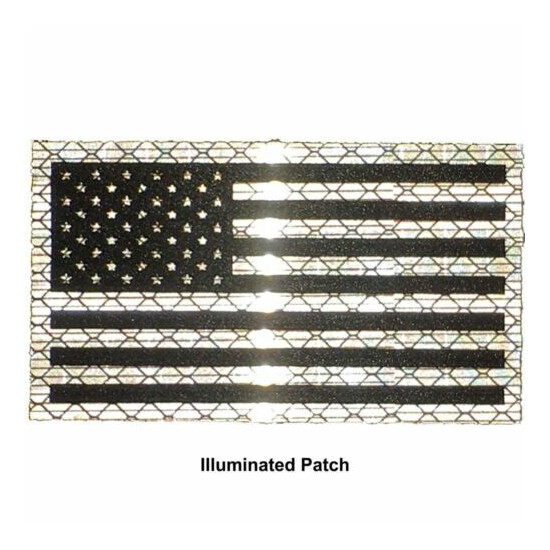 Reflective Printed White/Black USA Flag - 2x3.5 Patch {3}