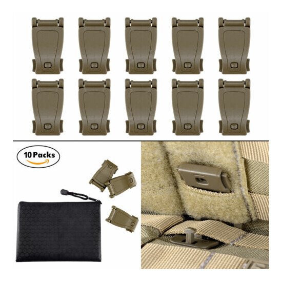 Pack of 10 Brown Multifunctional Tactical Buckle Tools in Pouch for Molle Bags {1}