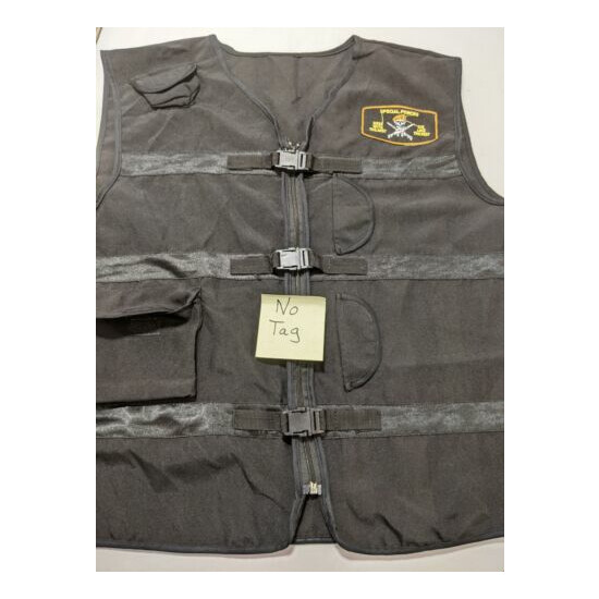 Men's Military Forces Vest XXL Black Cargo Pockets Sleeveless Casual 159 {10}