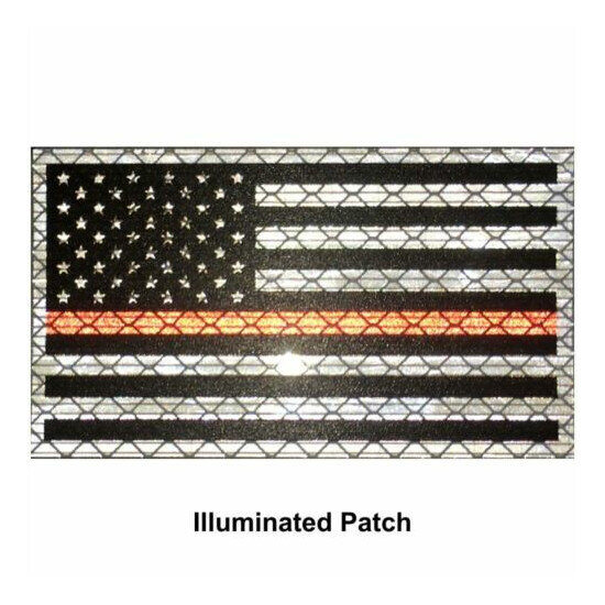 Reflective Printed Thin Red Line USA Flag - 2x3.5 Patch {3}