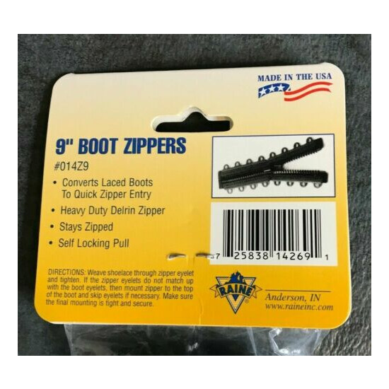 Raine 014Z9, 9" Boot Rapid Zipper Pair - NEW {5}