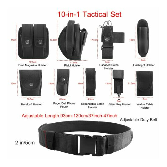 Black Tactical Nylon police Security Guard Duty Belt Utility Kit System w/ Pouch {6}